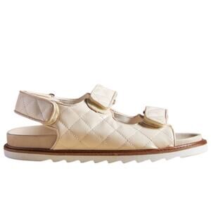 Anthropologie Pilcro Quilted Sandals Women Size 8 Slingback Leather White NWOT